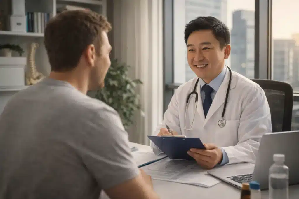 Doctor consulting international patient in Korean hospital known for medical tourism care