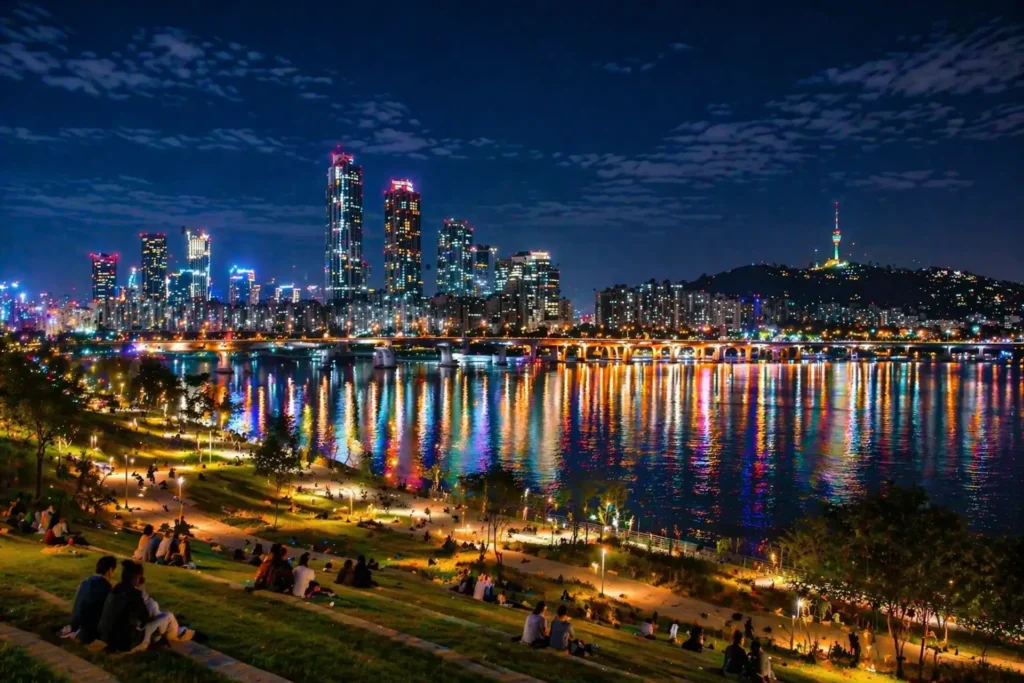 Seoul skyline night Han River travel experience Korea