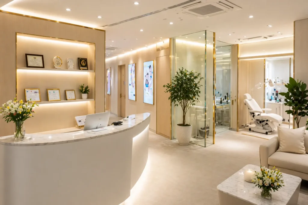 Korean dermatology clinic interior safety standards modern healthcare Seoul