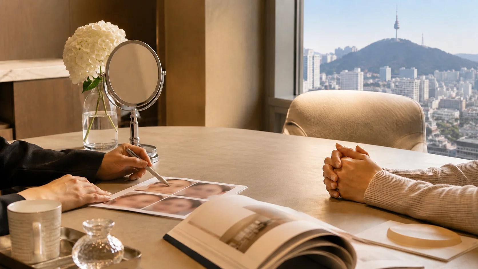 International visitor planning double eyelid revision in Korea with clinic consultation documents