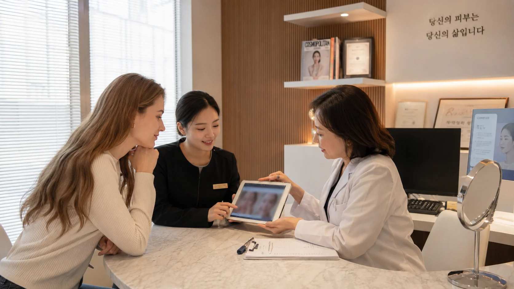 Clinic consultation before PDRN skin booster treatment in Korea